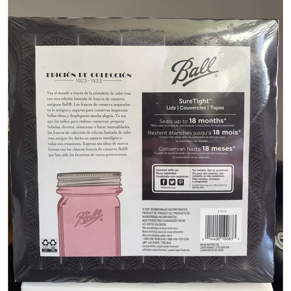 BALL Keepsake Collector's Edition ROSE Mason Canning 32 OZ Jars NEW Canning HTF - Picture 5 of 10